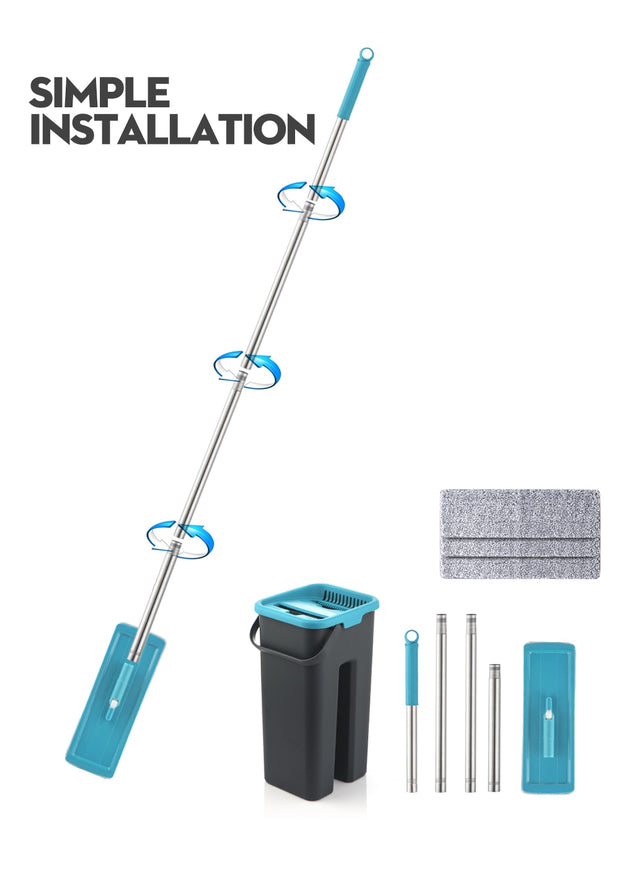 Flat Squeeze Mop and Bucket Set - FloorCleaningSolution