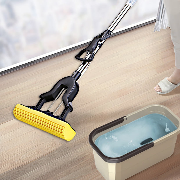 Sponge Mop With Stainless Steel Telescopic Pole - FloorCleaningSolution