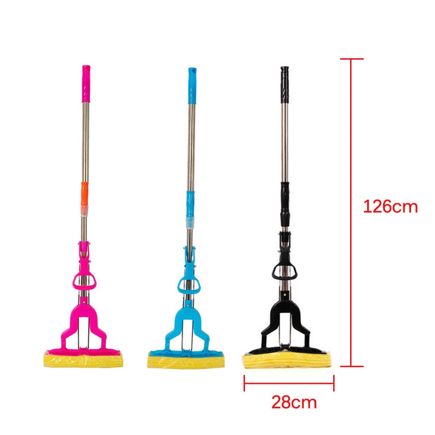 Sponge Mop With Stainless Steel Telescopic Pole - FloorCleaningSolution