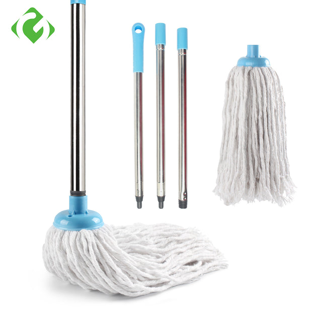 House cleaning tools Cotton thread  Mop Stainless steel Handle Manually Dehydration Mops Circular Household Cleaning mop floor - FloorCleaningSolution