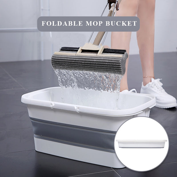 Foldable Floor Lazy Mop Bucket Space Saver Collapsible Portable Bucket With Handle Wash Basin Big Capicity Household Mop Bucket - FloorCleaningSolution